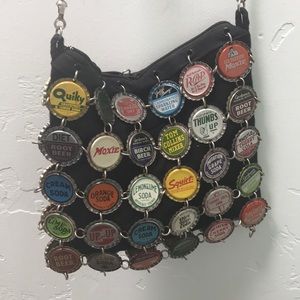 Vintage bottle cap cross body bag